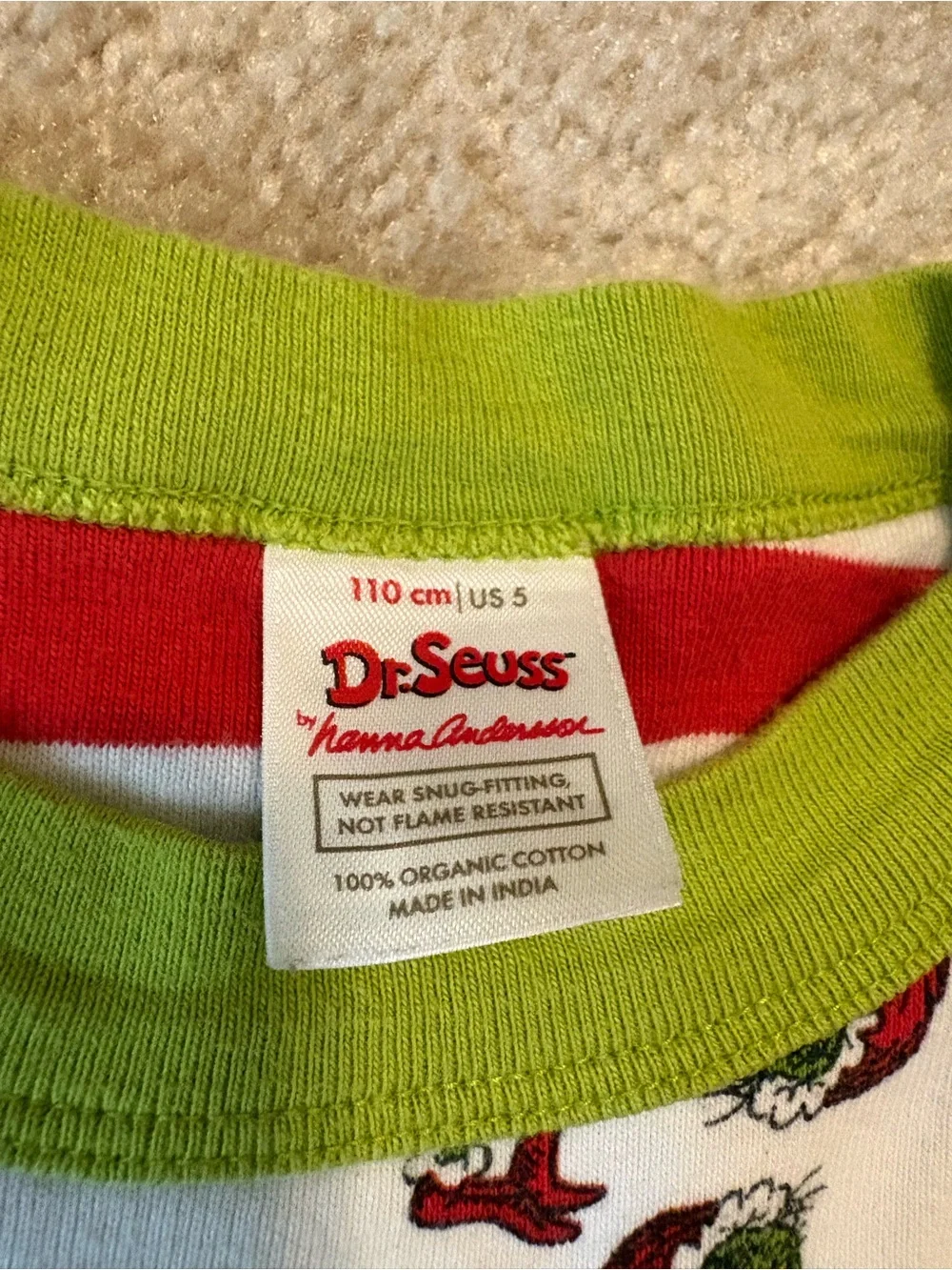 Dr. Seuss Kids Grinch Red, White & Green Pajama Set